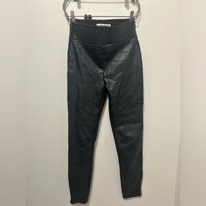 abercrombie and fitch small black leather pants with zippers on bottom!